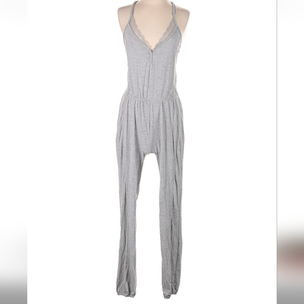 Splendid Light Gray Lace-Trimmed Jumpsuit XS